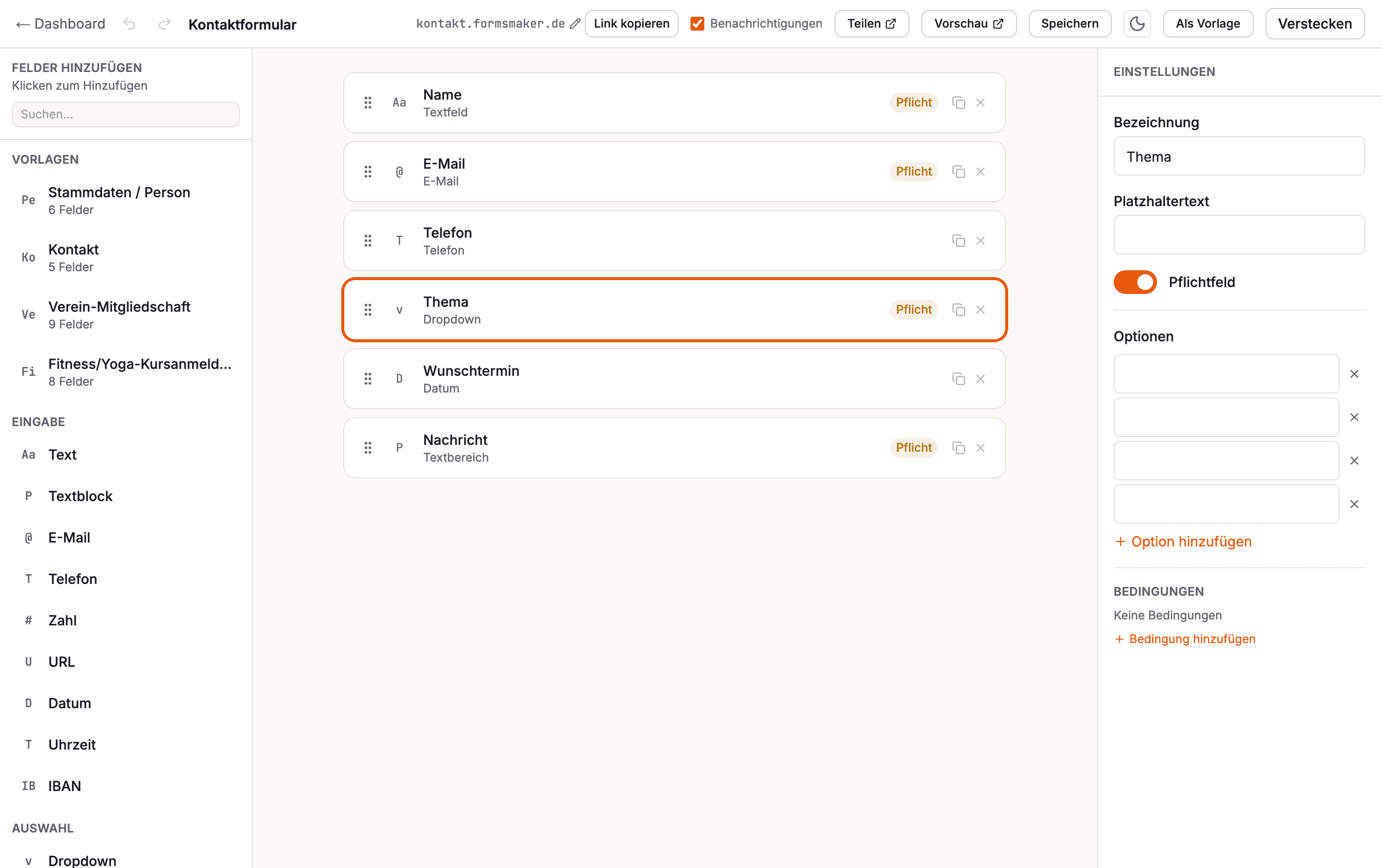 FormsMaker Formular-Builder mit Drag-and-Drop-Feldern